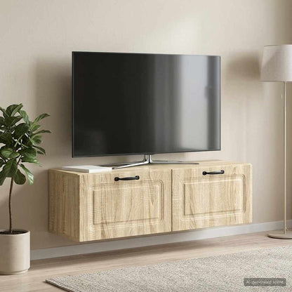 vidaXL Wall-Mounted TV Cabinet Wall-mounted Sonoma Oak 98 x 31 x 30 cm 4