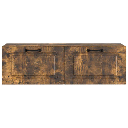 vidaXL Wall-Mounted TV Cabinet Wall-mounted Smoked Oak 98 x 31 x 30 cm 6
