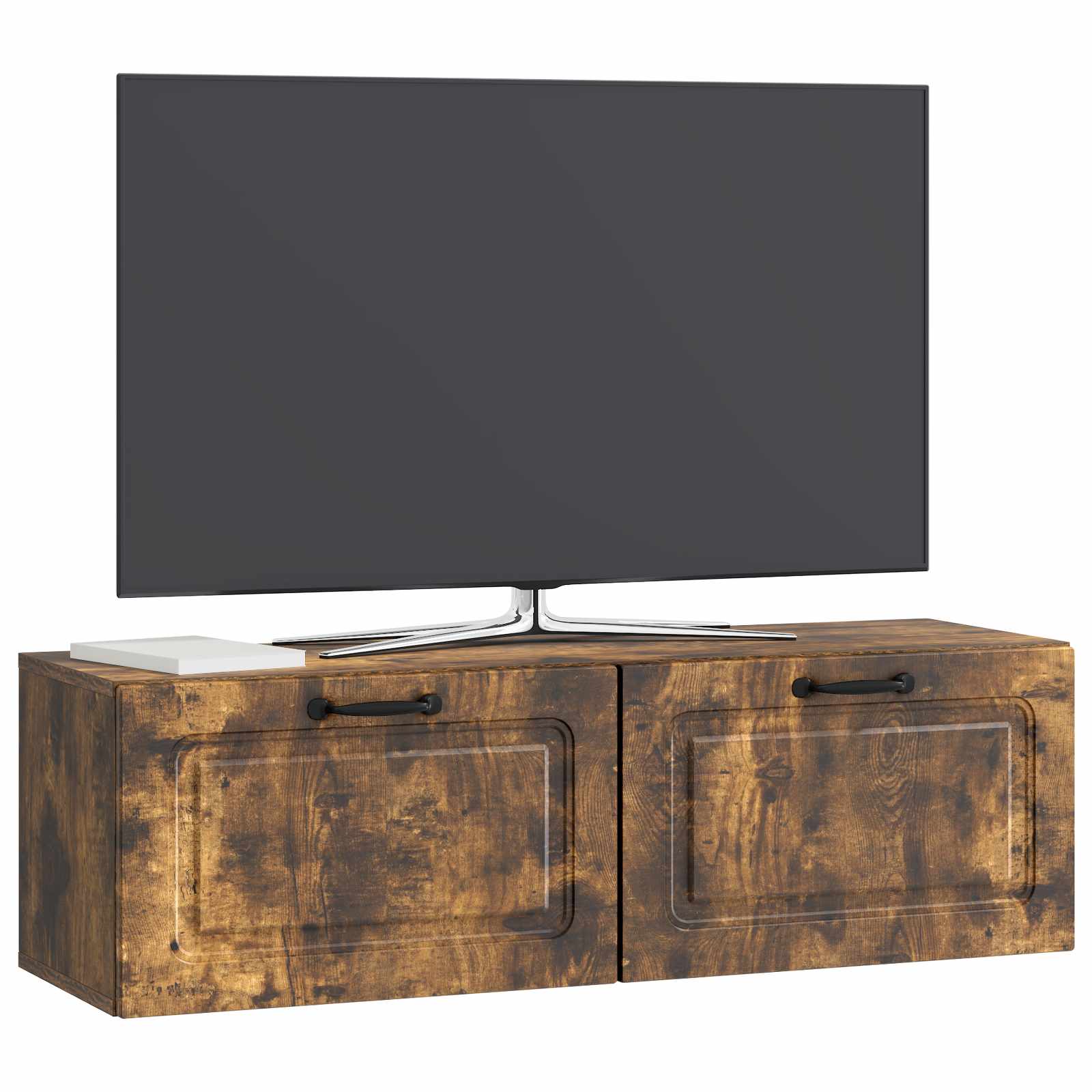 vidaXL Wall-Mounted TV Cabinet Wall-mounted Smoked Oak 98 x 31 x 30 cm 3