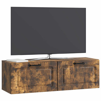vidaXL Wall-Mounted TV Cabinet Wall-mounted Smoked Oak 98 x 31 x 30 cm 3