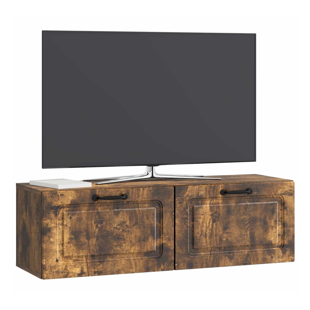 Wall-Mounted TV Cabinet 98 x 31 x 30 cm Drop 31 cm Width 98 cm Smoked oak