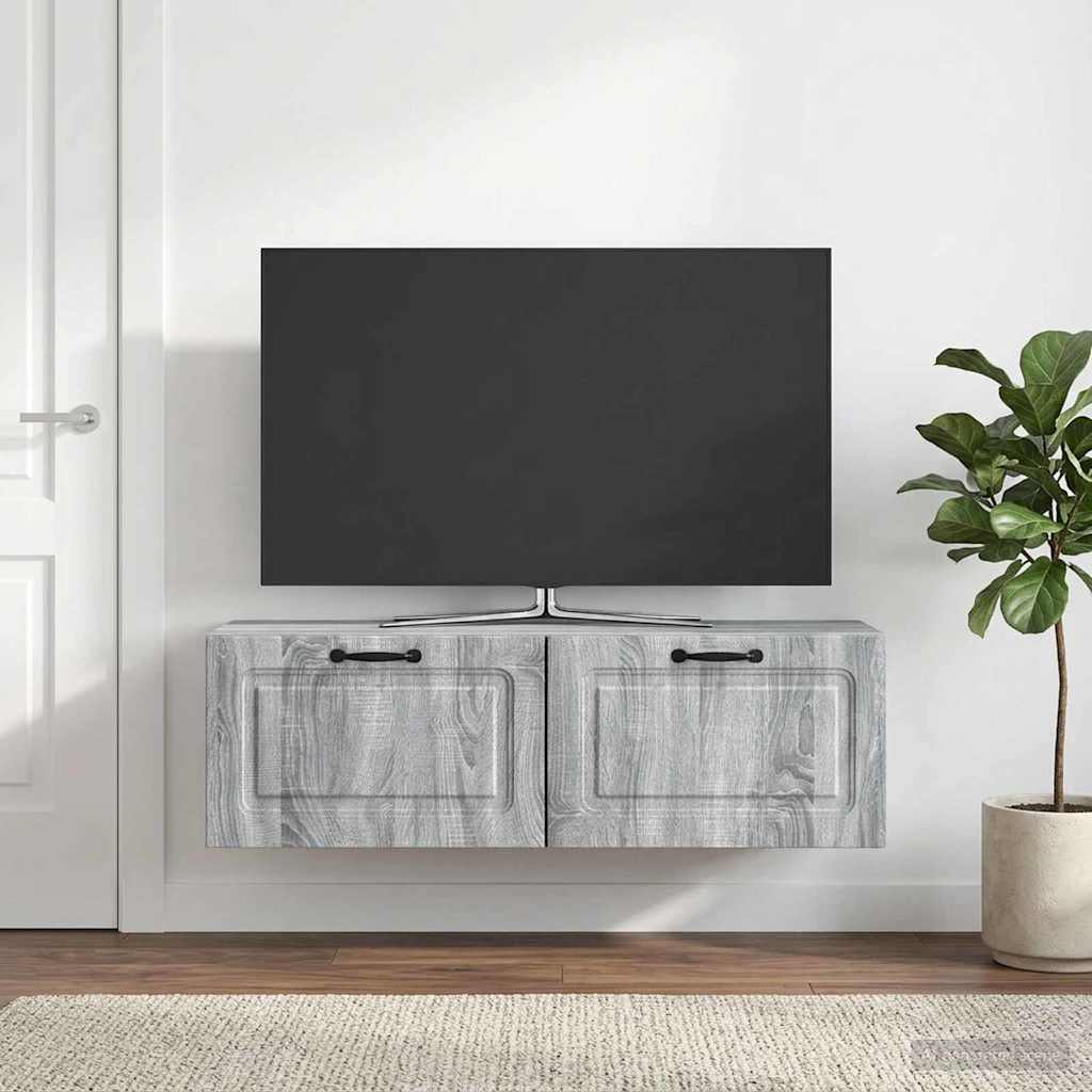 vidaXL Wall-Mounted TV Cabinet Grey Sonoma 98 x 31 x 30 cm 4