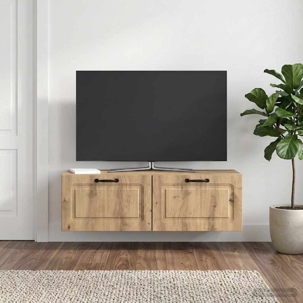 vidaXL Wall-Mounted TV Cabinet 98 x 31 x 30 cm Artisan Oak 4