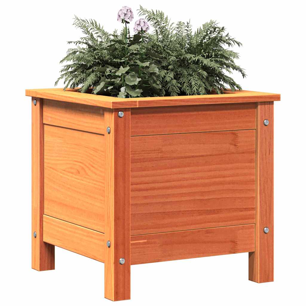 vidaXL Garden Planter Wax Brown 40 x 40 x 39 cm Solid Pine Wood 3