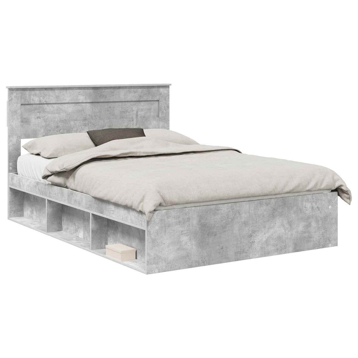 Bed Frame 140 x 190 cm Engineered Wood Concrete grey