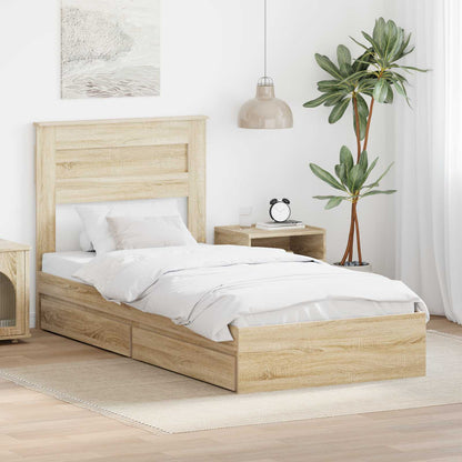 Storage Bed with Drawer Engineered Wood Length 190 cm Sonoma oak 75 cm