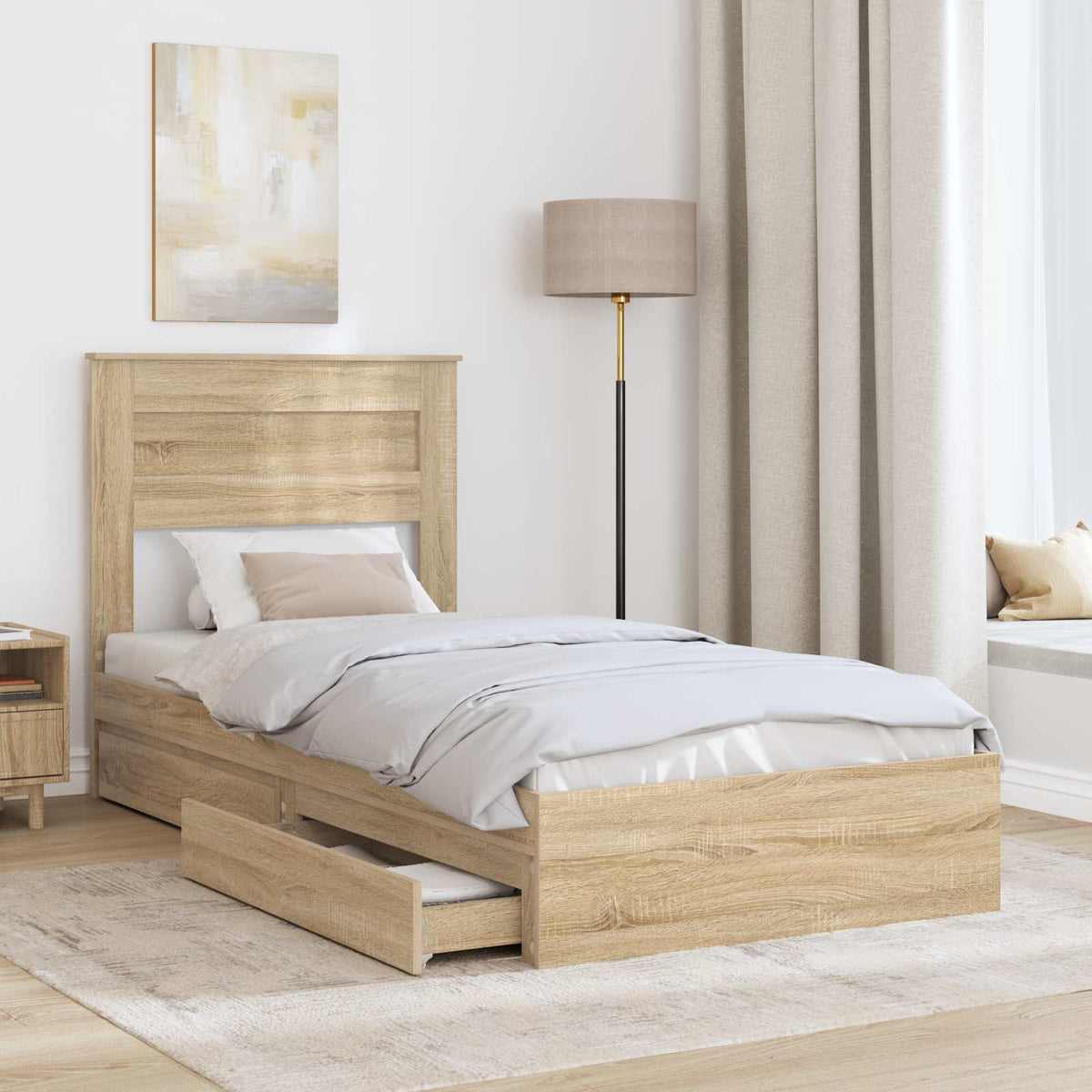 Storage Bed with Drawer Engineered Wood Length 190 cm Sonoma oak 75 cm