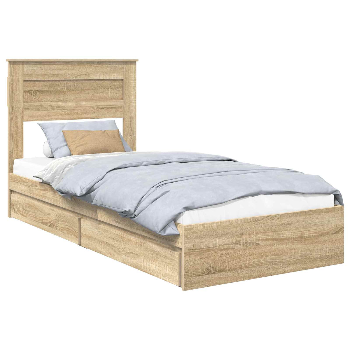 Storage Bed with Drawer Engineered Wood Length 190 cm Sonoma oak 75 cm