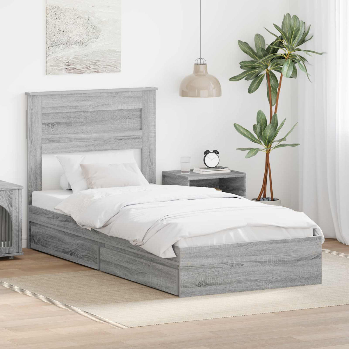 Storage Bed Drawer Engineered Wood Length Grey sonoma