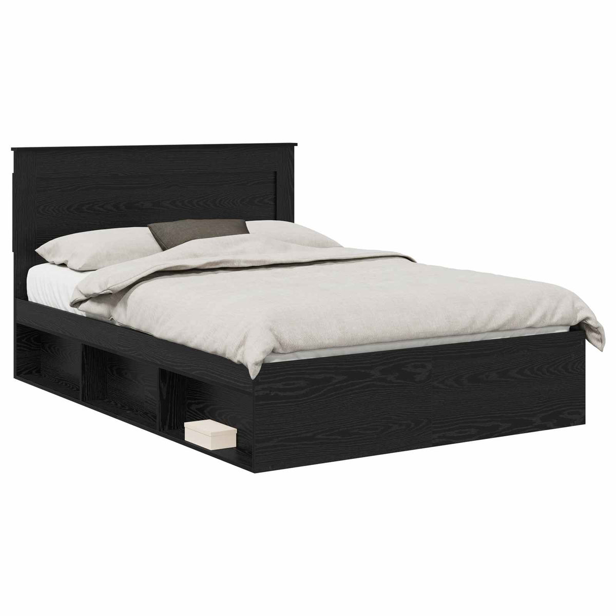 Bed Frame 140 x 190 cm Solid Pine Wood Black oak