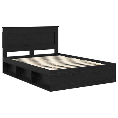 Bed Frame 140 x 190 cm Solid Pine Wood Black oak