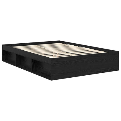 Bed Frame 140 x 190 cm Solid Pine Wood Black oak
