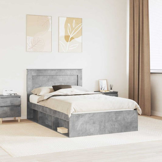 Bed Frame 120 x 190 cm Engineered Wood Concrete grey