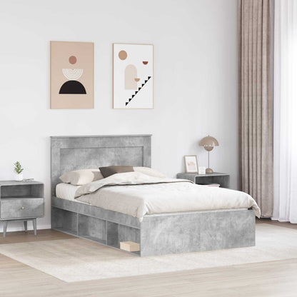 Bed Frame 120 x 190 cm Engineered Wood Concrete grey