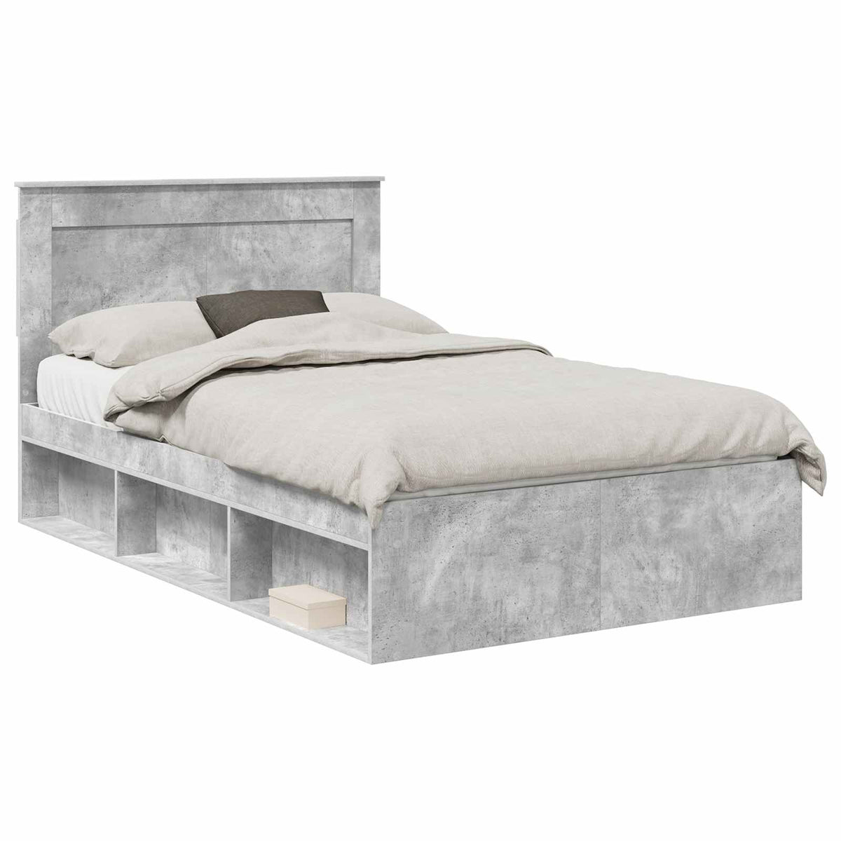 Bed Frame 120 x 190 cm Engineered Wood Concrete grey