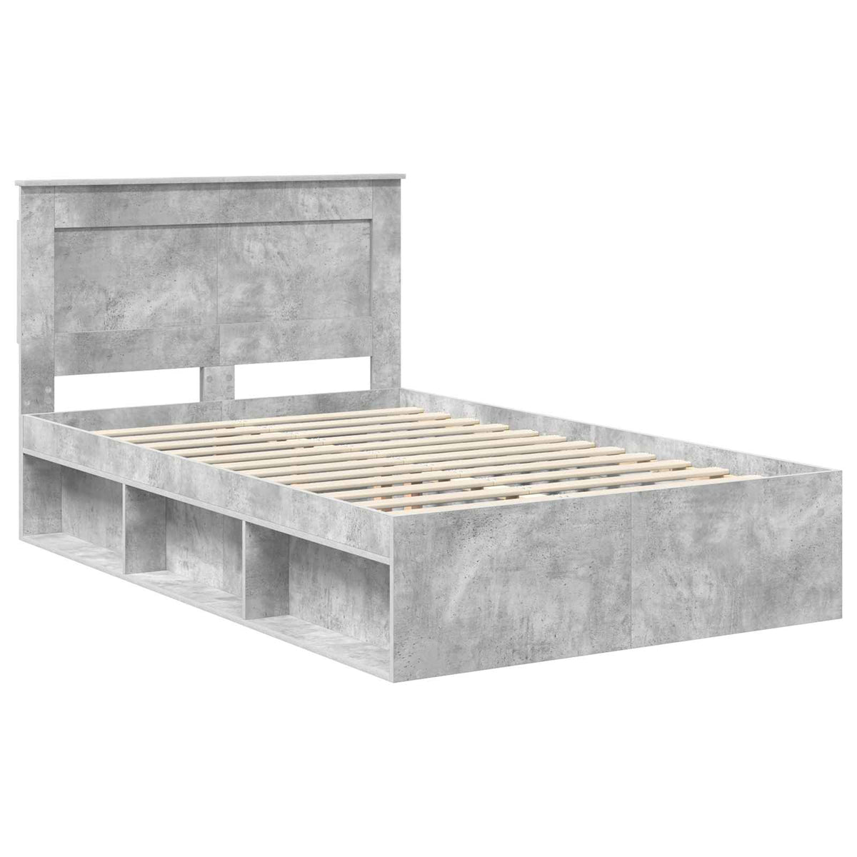 Bed Frame 120 x 190 cm Engineered Wood Concrete grey