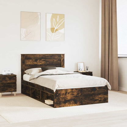 Bed Frame 120 x 190 cm Engineered Wood Smoked oak