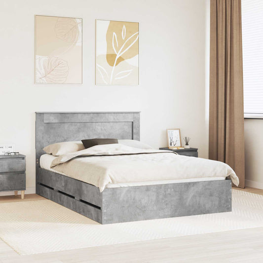 Bed Frame Drawer Engineer Wood Length Concrete grey