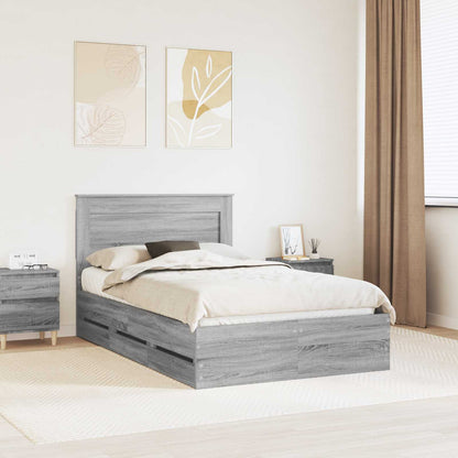Bed Frame with Drawer Engineer Wood Length 190 cm Grey sonoma 120 cm