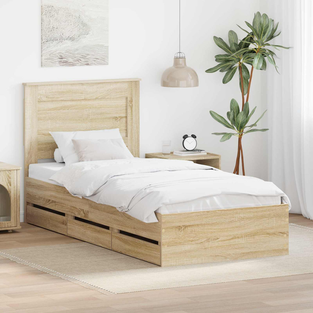 Bed Frame with Drawer Engineer Wood Length 190 cm Sonoma oak 75 cm