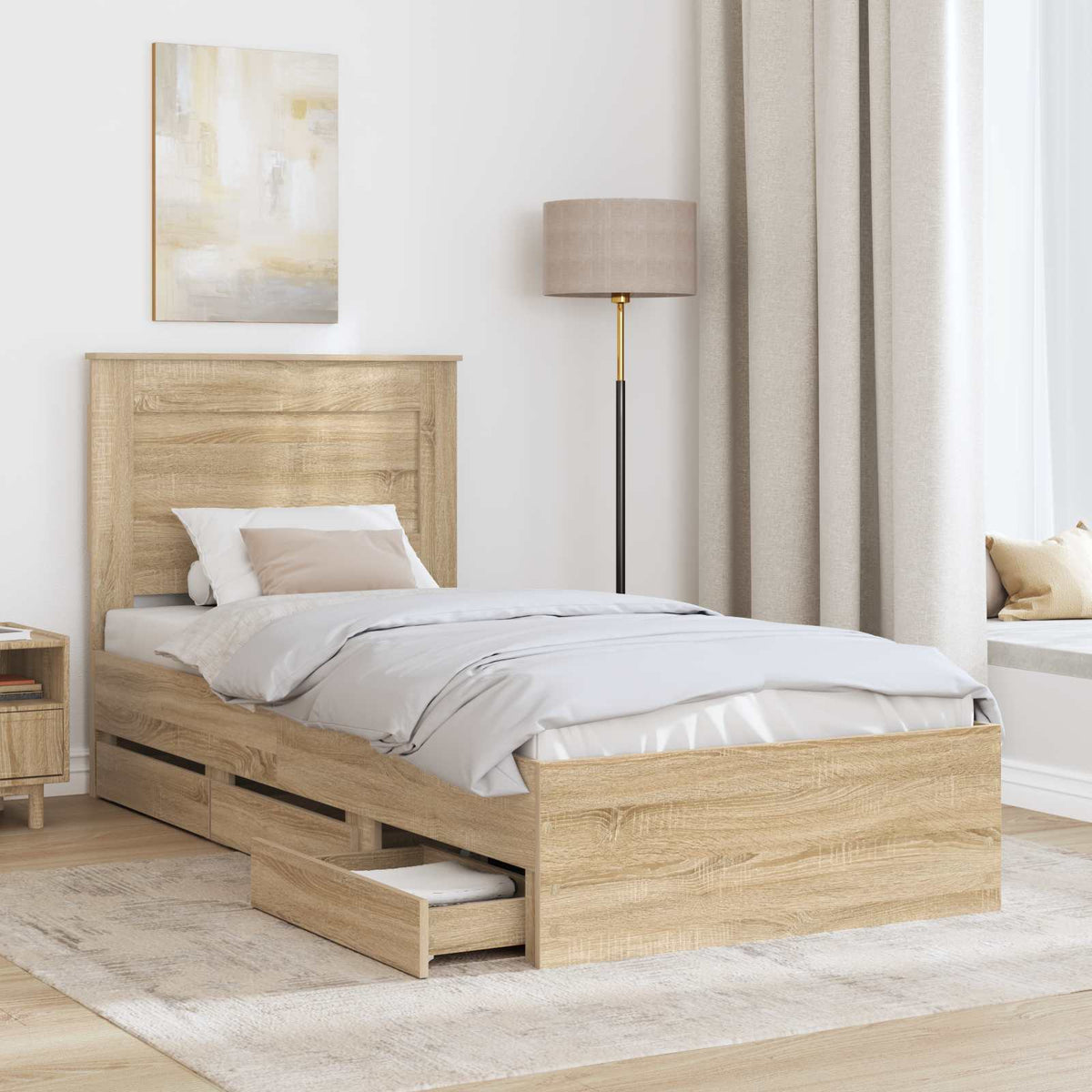 Bed Frame with Drawer Engineer Wood Length 190 cm Sonoma oak 75 cm
