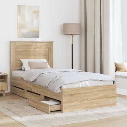 Bed Frame with Drawer Engineer Wood Length 190 cm Sonoma oak 75 cm