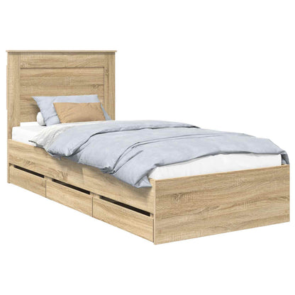 Bed Frame with Drawer Engineer Wood Length 190 cm Sonoma oak 75 cm