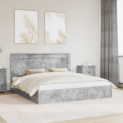 Storage Bed with Drawer Engineered Wood Length 200 cm Concrete grey 200 cm