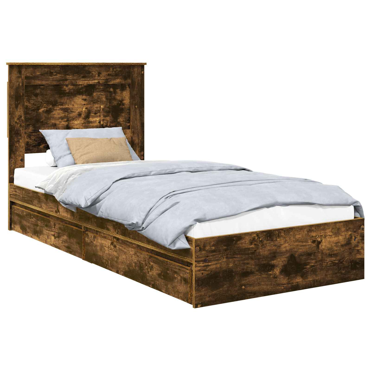 Storage Bed with Drawer Engineered Wood Length 200 cm Smoked oak 100 cm