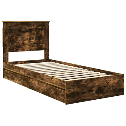 Storage Bed with Drawer Engineered Wood Length 200 cm Smoked oak 100 cm