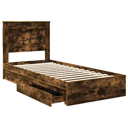 Storage Bed with Drawer Engineered Wood Length 200 cm Smoked oak 100 cm