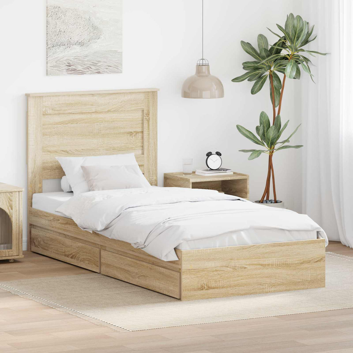 Storage Bed with Drawer Engineered Wood Length 190 cm Sonoma oak 75 cm