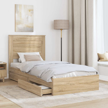 Storage Bed with Drawer Engineered Wood Length 190 cm Sonoma oak 75 cm