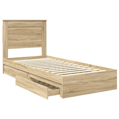 Storage Bed with Drawer Engineered Wood Length 190 cm Sonoma oak 75 cm