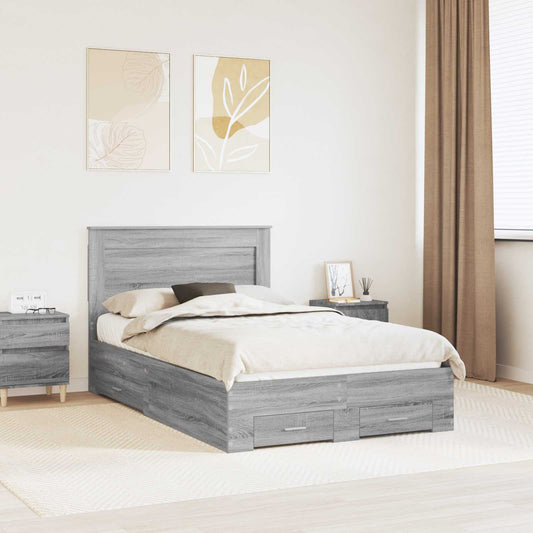 Bed Frame Drawer Engineered Wood Grey Sonoma
