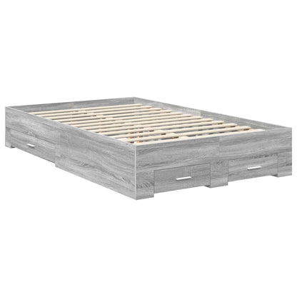 Bed Frame with Drawer Engineered Wood Length 200 cm Grey Sonoma 120 cm