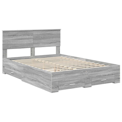 Bed Frame with Drawer 140 x 190 cm Engineered Wood Grey sonoma