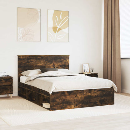 Bed Frame Solid Pine Wood Smoked oak