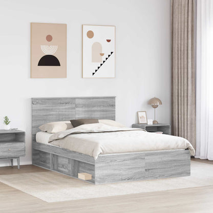 Bed Frame Solid Pine Wood Grey sonoma