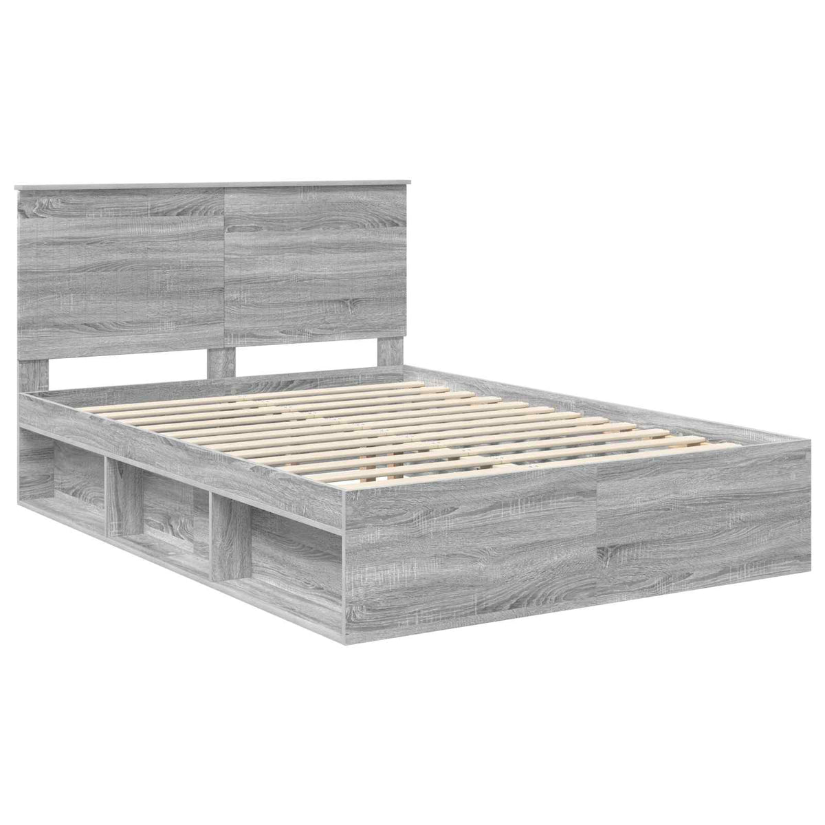 Bed Frame Solid Pine Wood Grey sonoma