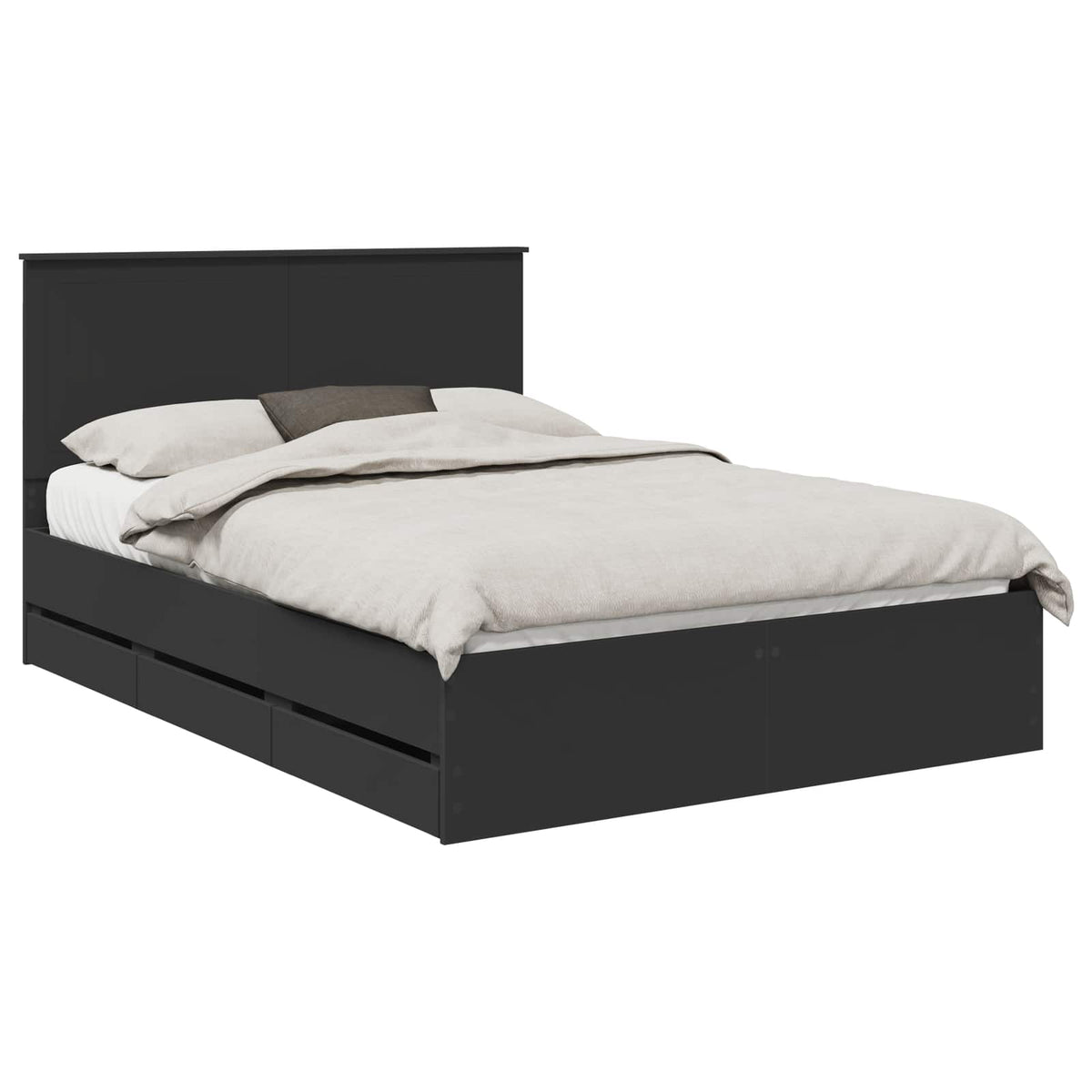 Bed Frame with Drawer 140 x 190 cm Engineer Wood Black