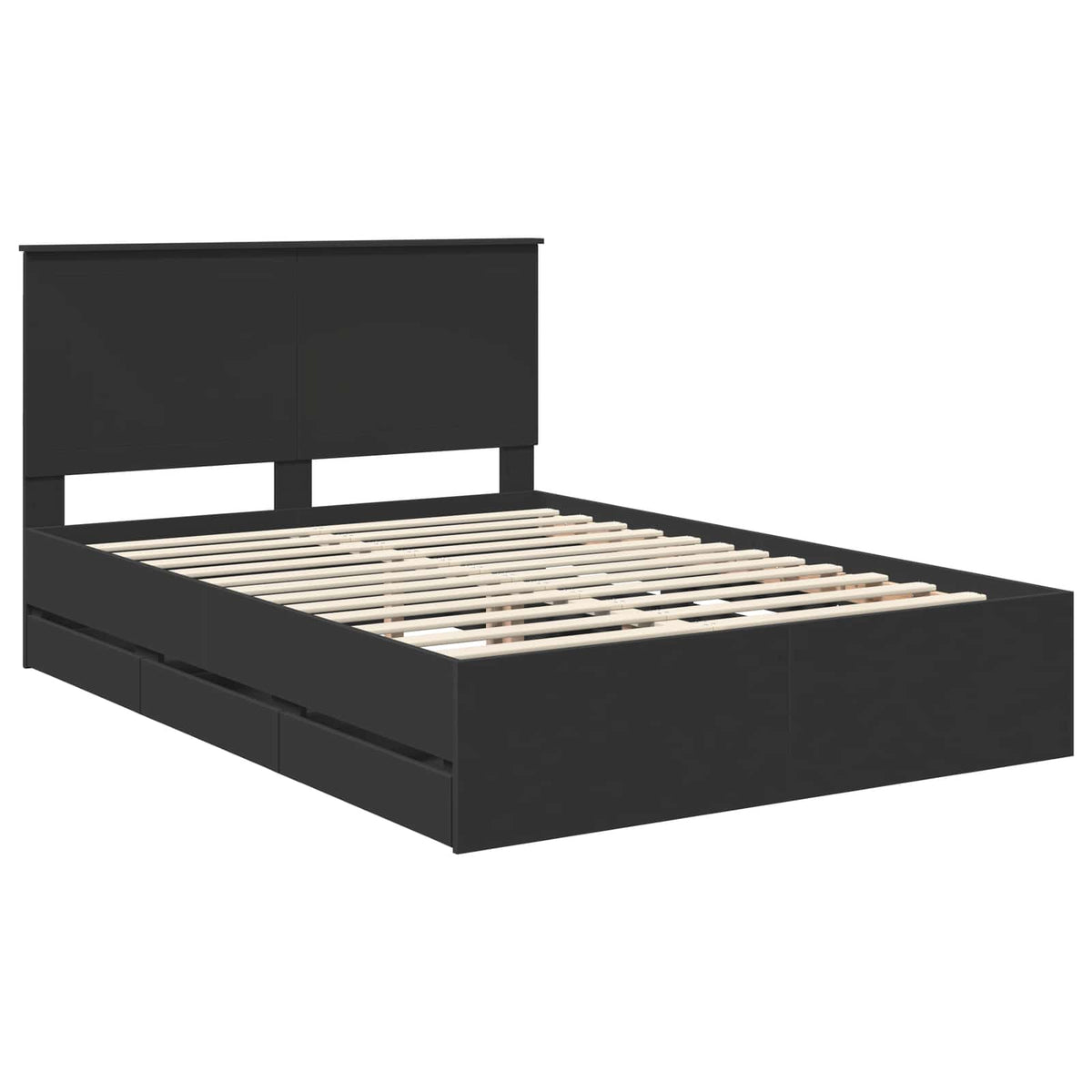 Bed Frame with Drawer 140 x 190 cm Engineer Wood Black