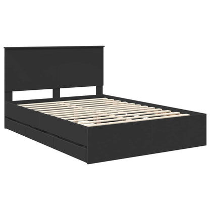 Bed Frame with Drawer 140 x 190 cm Engineer Wood Black