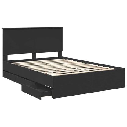 Bed Frame with Drawer 140 x 190 cm Engineer Wood Black