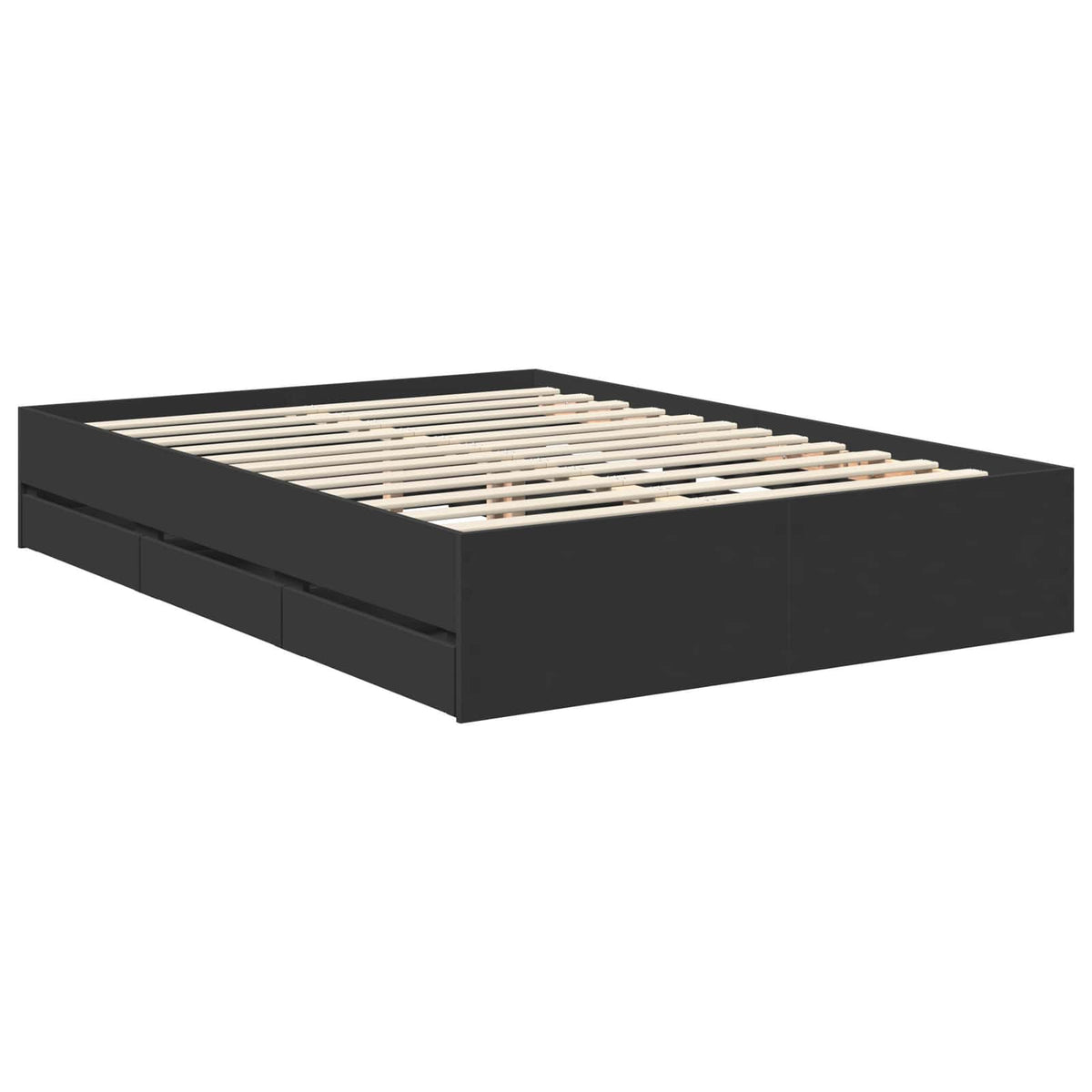 Bed Frame with Drawer 140 x 190 cm Engineer Wood Black