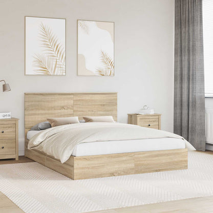 Storage Bed with Drawer Engineered Wood Length 200 cm Sonoma Oak 160 cm
