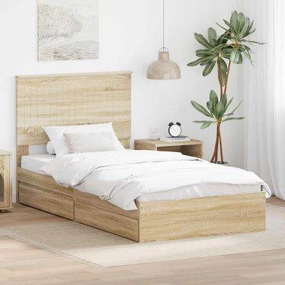 Storage Bed with Drawer Engineered Wood Length 200 cm Sonoma Oak 100 cm