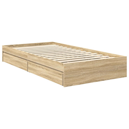 Storage Bed with Drawer Engineered Wood Length 200 cm Sonoma Oak 100 cm