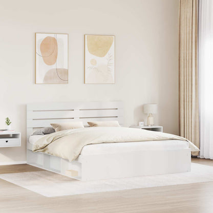 Bed Frame with Headboard Solid Pine Wood Length 200 cm White 200 cm