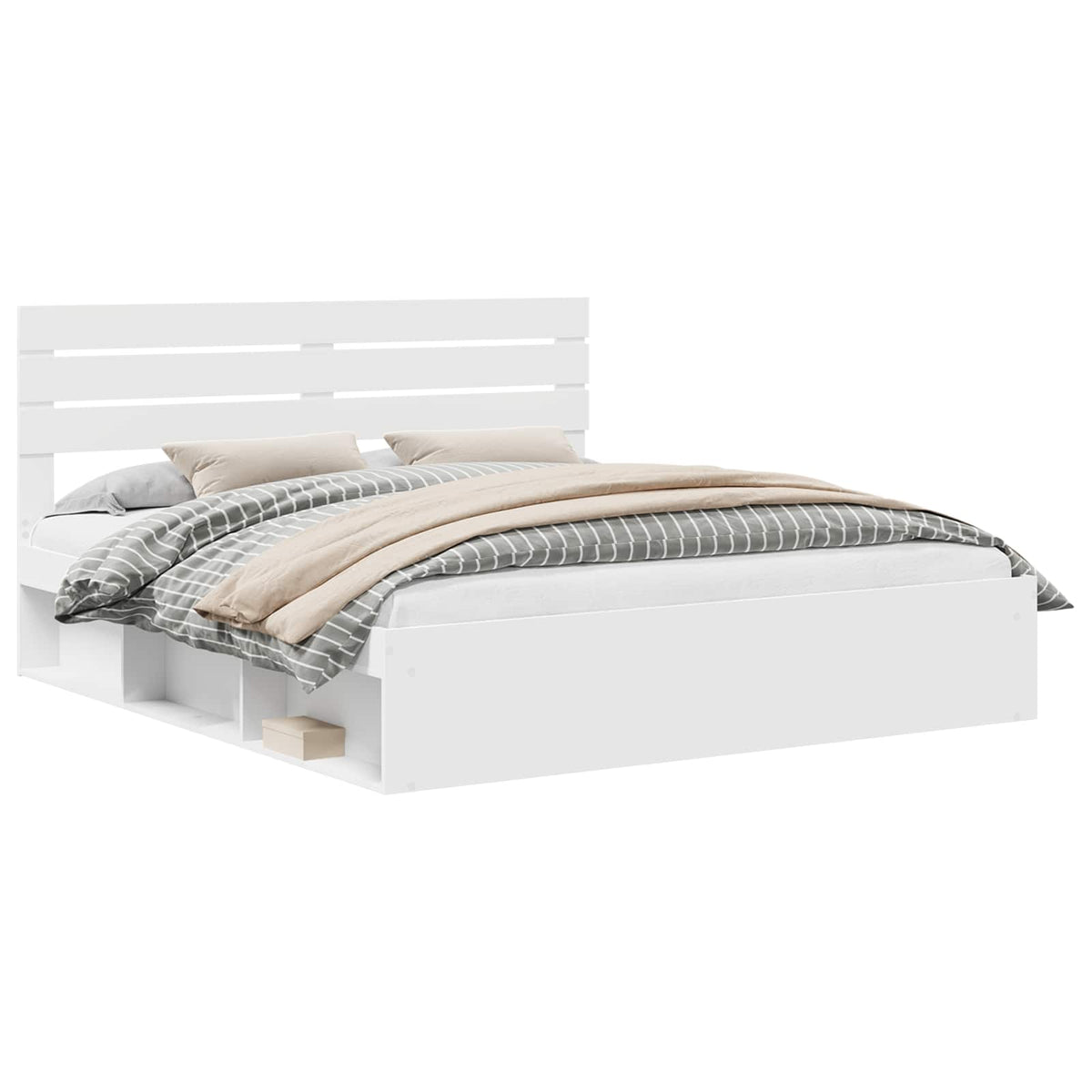 Bed Frame with Headboard Solid Pine Wood Length 200 cm White 200 cm